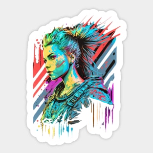 Neon Cyberpunk Viking - V1.19 Sticker